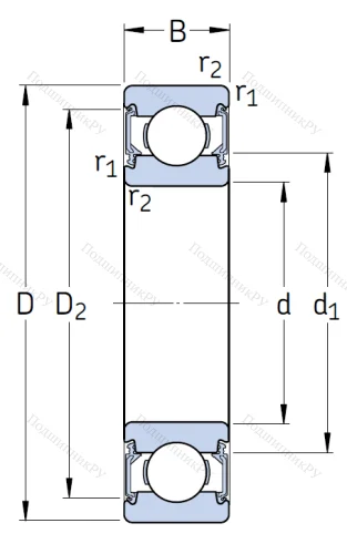 Однорядный шариковый подшипник 6301 2RSH/C 3 от производителя  SKF