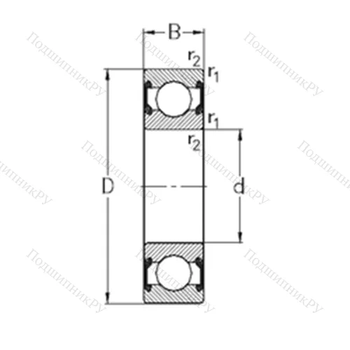 Подшипник шариковый радиальный 6301-2RS 2