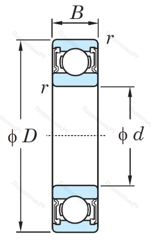 Однорядный шариковый подшипник 6300 2RS CM от производителя  KOYO