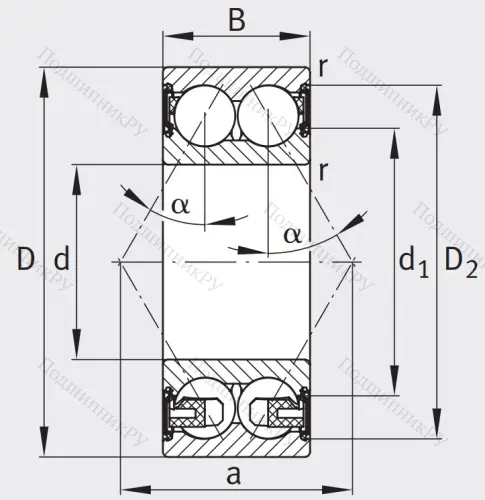Двухрядный шариковый подшипник 3307 BD XL 2HRS TVH от производителя  FAG Двухрядный шариковый подшипник 3307 BD XL 2HRS TVH от производителя  FAG