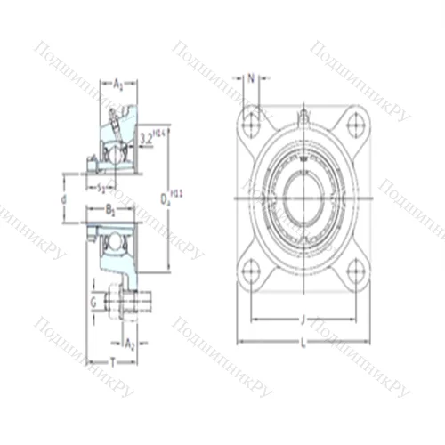 Подшипниковый узел шариковый радиальный FYJ 60 KF+HS 2312 от производителя  SKF