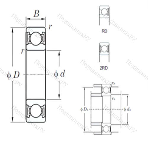 Подшипник шариковый радиальный 6301-2RD