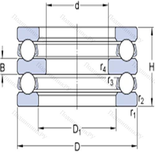 Двойные упорные шарикоподшипники 52202 от производителя  SKF
