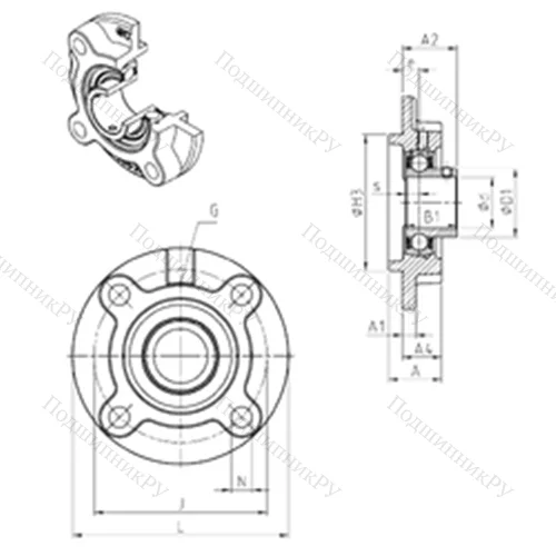 Подшипниковый узел шариковый радиальный USFC 206 от производителя  SNR