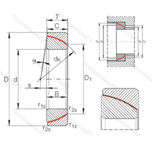 Подшипник скольжения сферический GE 28 SW от производителя  INA