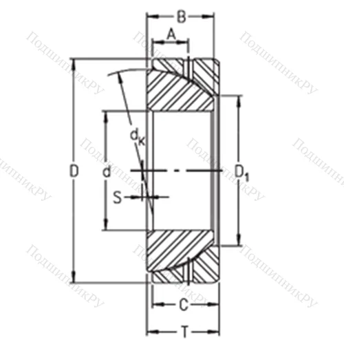 Подшипник скольжения сферический GE 70SX от производителя  TIMKEN