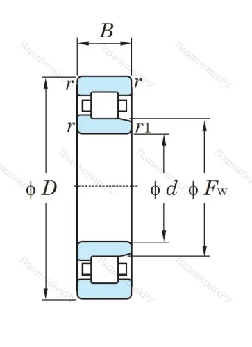 Роликовый цилиндрический подшипник NJ 307 от производителя  KOYO
