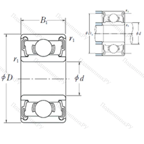 Подшипник шариковый радиальный 698 DD