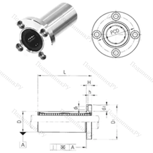 Подшипник шариковый линейный LMF 8LUU от производителя  Samick