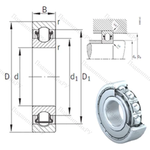 Подшипник с шариковыми роликами (ball roller) радиальный BXRE 008-2Z от производителя  INA