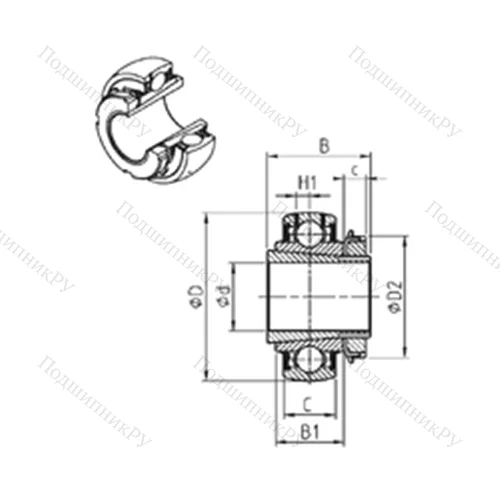 Подшипник шариковый радиальный UK 320+H