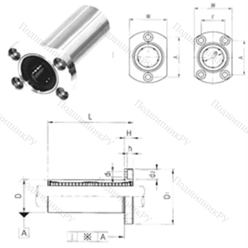 Подшипник шариковый линейный LMH 20L от производителя  Samick