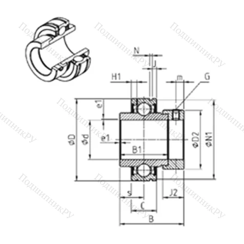 Подшипник шариковый радиальный CEX 207-22 от производителя  SNR Подшипник шариковый радиальный CEX 207-22 от производителя  SNR