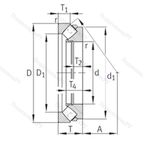 Подшипник роликовый упорно-радиальный 292/800-E 1-MB от производителя  INA
