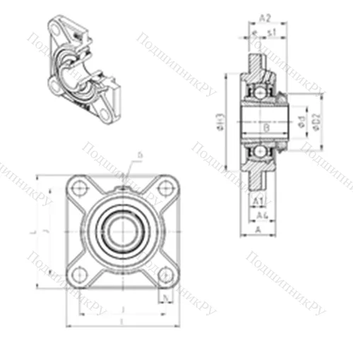 Подшипниковый узел шариковый радиальный UKFS 307H от производителя  SNR