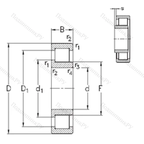 Подшипник роликовый радиальный NJ 2219-E-M 6