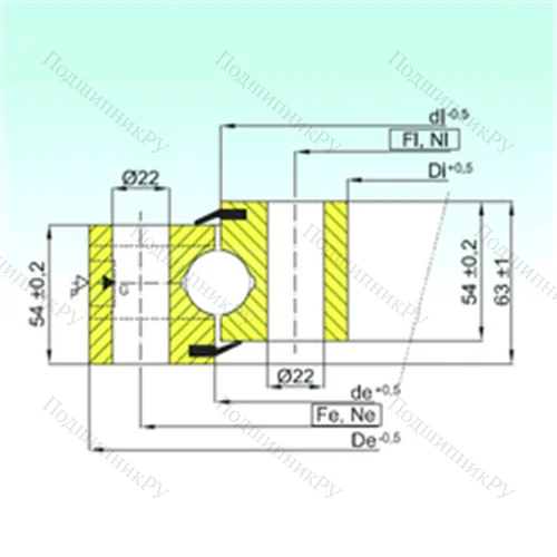 Подшипник шариковый опорно-поворотный NB 1.25.0755.200-1PPN от производителя  ISB