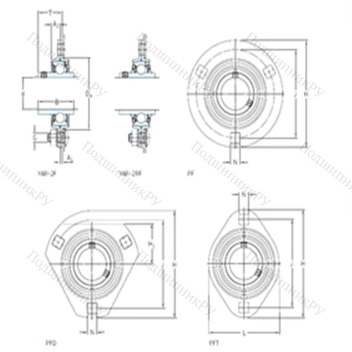 Подшипниковый узел шариковый радиальный PF 50 TF