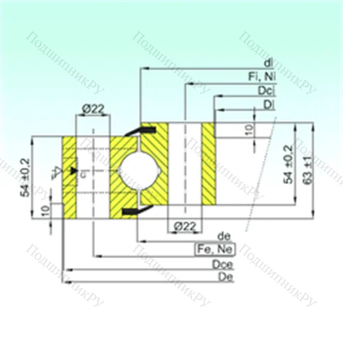 Подшипник шариковый опорно-поворотный NB 1.25.0555.201-2PPN от производителя  ISB