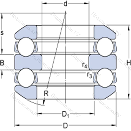 Двойные упорные шарикоподшипники 54307 + U 307