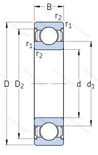 Однорядный шариковый подшипник 6313 2Z/C 3 от производителя  SKF Однорядный шариковый подшипник 6313 2Z/C 3 от производителя  SKF