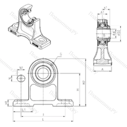 Подшипниковый узел шариковый радиальный UKPH 209H от производителя  SNR
