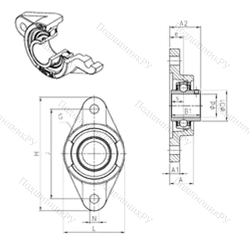 Подшипниковый узел шариковый радиальный UCFL 306 от производителя  SNR