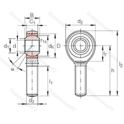 Подшипник скольжения сферический GAKR 20 PW от производителя  INA Подшипник скольжения сферический GAKR 20 PW от производителя  INA