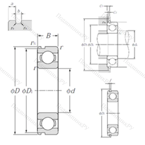 Подшипник шариковый радиальный 6817NR от производителя  NTN