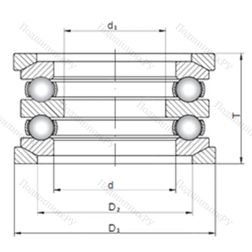 Подшипник шариковый упорный 54316U+U 316
