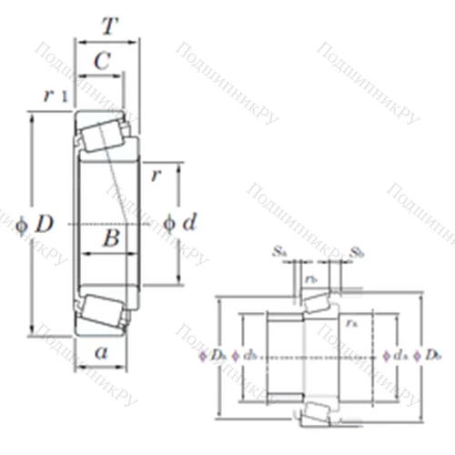 Подшипник роликовый радиально-упорный 424X/414