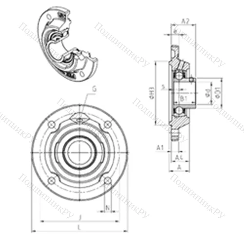 Подшипниковый узел шариковый радиальный USFEE 206 от производителя  SNR