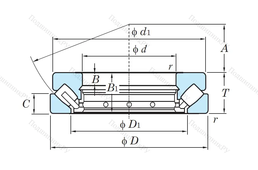 Упорный роликовый подшипник 29413 R FY