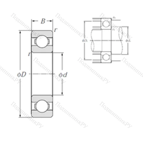 Подшипник шариковый радиальный 6807 от производителя  NTN