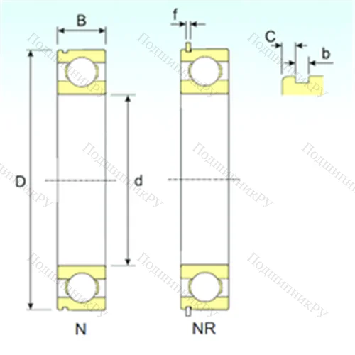Подшипник шариковый радиальный 6219 NR от производителя  ISB