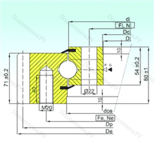 Подшипник шариковый опорно-поворотный EB 1.25.0755.201-2STPN от производителя  ISB
