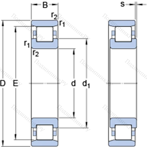 Однорядные цилиндрические роликоподшипники N 38/630 MB