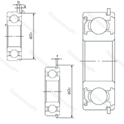 Подшипник шариковый радиальный 63/22ZENR от производителя  NACHI Подшипник шариковый радиальный 63/22ZENR от производителя  NACHI