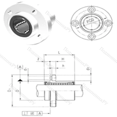 Подшипник шариковый линейный LMEFP 12UU от производителя  Samick