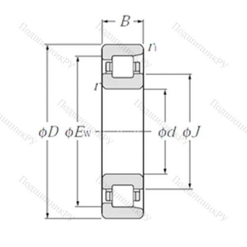 Подшипник роликовый радиальный NF 221