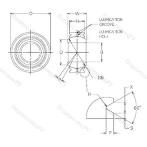 Подшипник скольжения сферический MBG 22VCR