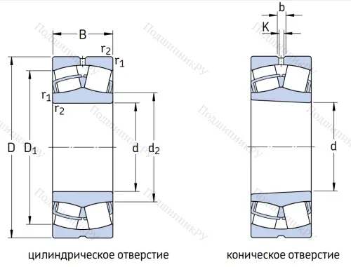 Сферический роликовый подшипник с конической посадкой на вал 113532 Н (22232 MKW 33) в Санкт-Петербурге