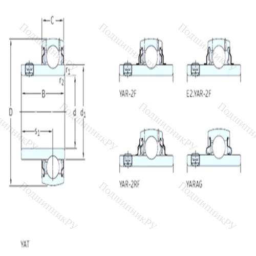 Подшипник шариковый радиальный YAR 216-300-2F от производителя  SKF