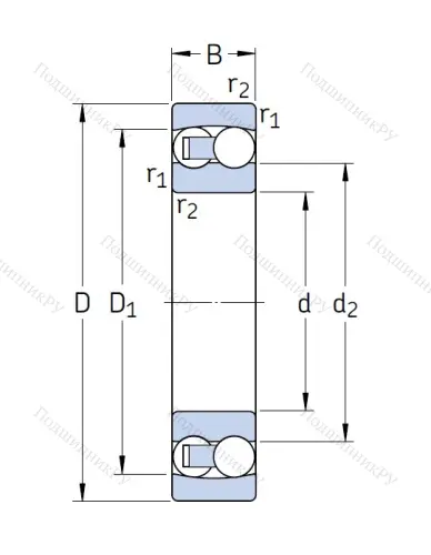 Двухрядный шариковый подшипник 1208 ETN 9 от производителя  SKF