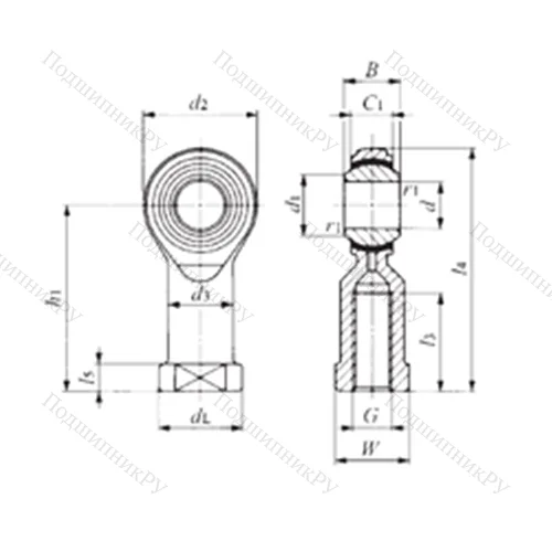 Подшипник скольжения сферический PHS 5EC от производителя  IKO