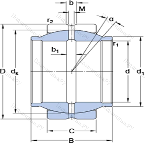 Радиальные сферические подшипники скольжения с контактными поверхностями сталь/сталь, требующие техобслуживания GEG 20 ES от производителя  SKF