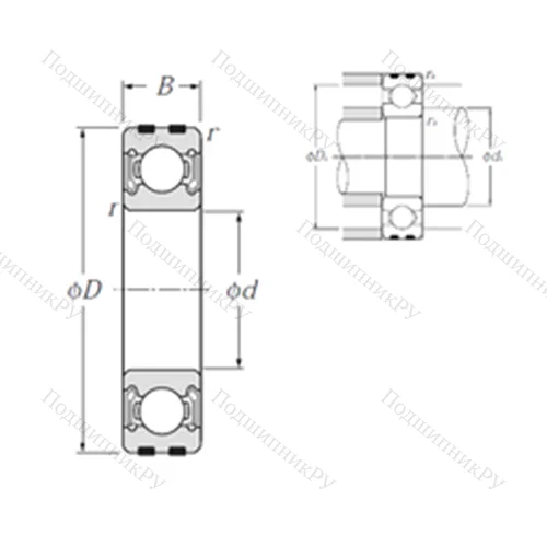 Подшипник шариковый радиальный EC-6008LLB
