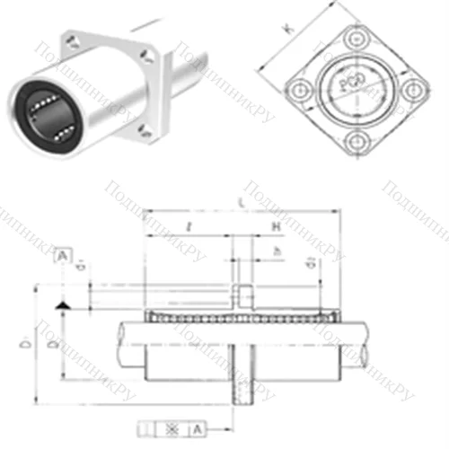 Подшипник шариковый линейный LMEKM 50UU от производителя  Samick