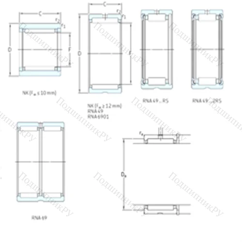 Подшипник игольчатый радиальный RNA 6909