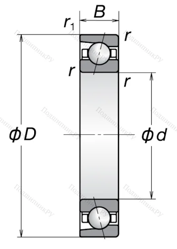 Однорядный шариковый подшипник 7014 A (46114 Л ГОСТ) от производителя  NSK